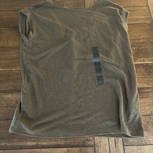 Banana Republic Factory Olive Green Linen Blend Knot back Casual T-Shirt